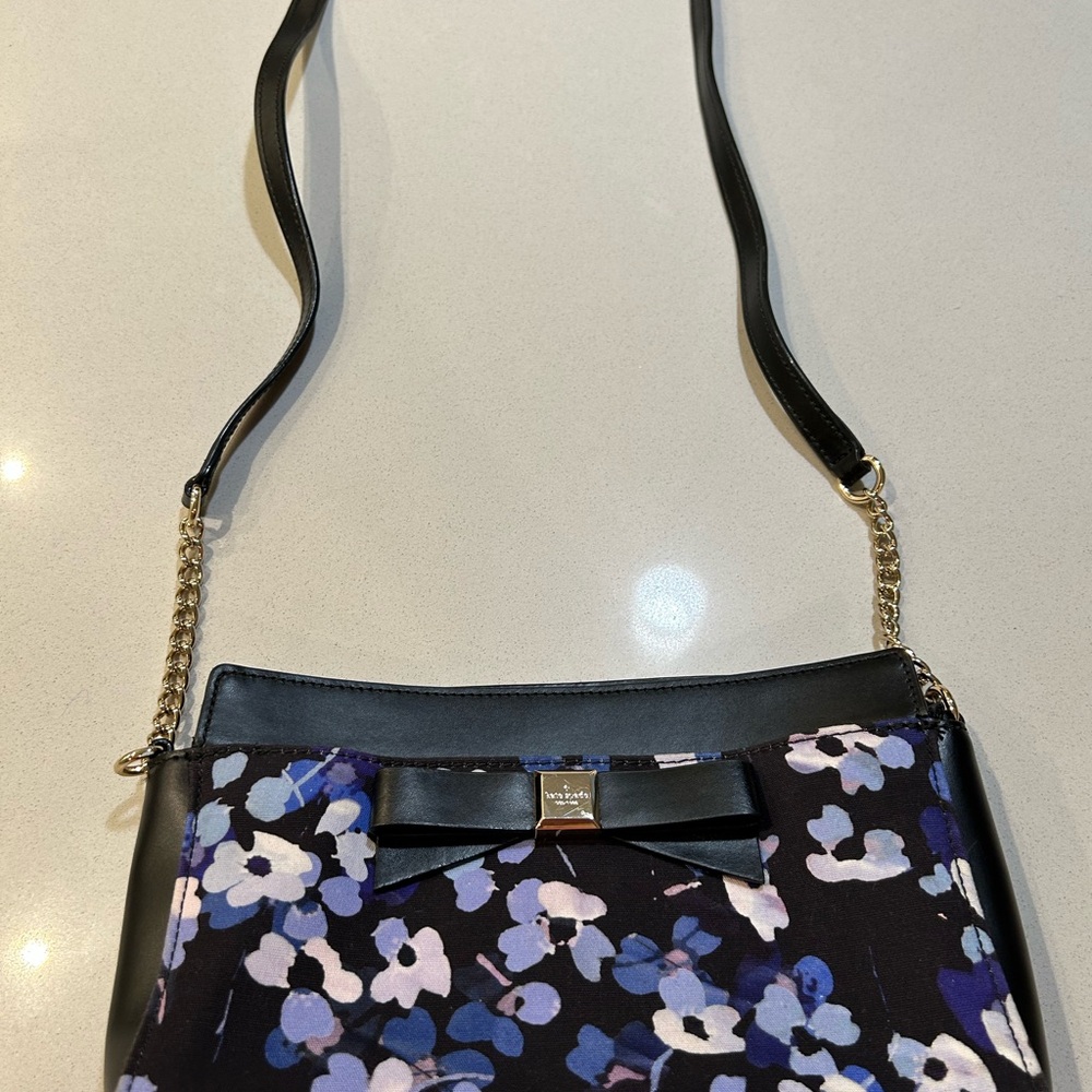 Kate Spade Black and Blue Floral Crossbody Bag